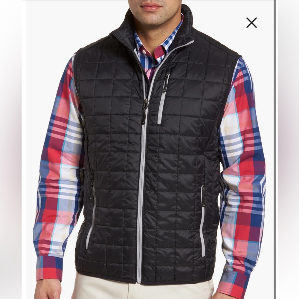 Cutter & Buck Men's Rainer Primaloft Down Alternative Black Quilted Vest Size M